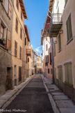 Rue du Goin. Sur la droite, le café-restaurant tenu par Paulin et Pauline GIRIEUD recevait, entre autres, le festif banquet des chasseurs.