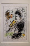 <center>Le Violoniste au coq</center>1982.
Lithographie
Épreuve d’exposition
Donation de Chartes Sorfier. 1988