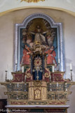 <center>Péone</center>Eglise Saint Arige et Saint Vincent de Saragosse. Tableau représentant Dieu le père au-dessus de deux saints portant la palme des martyrs (Arige et Vincent probablement).