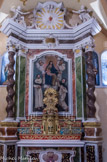<center>Péone</center>Eglise Saint Arige et Saint Vincent de Saragosse. A droite autel du Rosaire avec Dominique et Catherine (début XVIIIe).