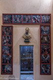 <center>Péone</center>Eglise Saint Arige et Saint Vincent de Saragosse. Les motifs du Rosaire sur 3 panneaux en bois.