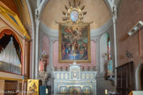 <center>Guillaumes. Église Saint Étienne. </center> L'abside est semi-circulaire avec une voûte en cul-de-four.