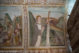 <center>Chapelle Saint Sébastien de Roure. </center> Saint Bernard de Menthon prend possession de la colonne jovienne dont il détruit l'idole au col du Petit Saint Bernard (la figure diabolique enchaînée à la colonne).