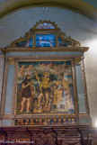 <center>Eglise Saint-Michel.</center> Ce tableau représente St Jean-le-Baptiste, St Michel-Archange et St Pierre en souverain pontife; il a été restauré une première fois en 1565 par le peintre monégasque Antoine Manchello.