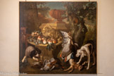 <center>Cathédrale Notre-Dame de la Nativité</center>Nature morte : vasque de fontaine, fruits, chiens de chasse avec gibiers, canards, lapin, perdrix.
Huile sur toile 144 x 154 cm - Alexandre François DESPORTES (1661-1743)
Vers 1670-1675, Desportes étudie la peinture dans l’atelier de Nicasius Bernaerts (Voir de ce peintre le tableau représentant une bassecour).
Vers 1695, il part pour la cour de Pologne dont il devient le peintre attitré et le portraitiste du roi Jean Sobieski et de sa famille. À son retour en France, Louis XIV le nomme peintre de sa vénerie et il est reçu à l’Académie en 1699.
Il fut le grand peintre animalier de Louis XIV et Louis XV. Ses œuvres sont présentes dans un grand nombre de châteaux et demeures royales II participait aux chasses à côté du roi.