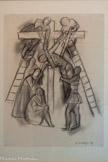 <center>Chapelle du Rosaire dite Matisse</center>Henri Matisse. Treizième station du Chemin de croix.
La Descente de croix. Mine de plomb, encre et plume sur papier. 26 x 20,2 cm. Collection de la Chapelle du Rosaire.