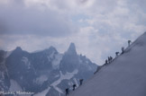 <center>Du Plan de l'Aiguille (altitude 2317 m) à l'Aiguille du Midi (altitude 3777 m).</center>Au centre, les Grandes Jorasses 4208 m.