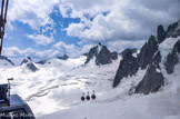 <center>De l'Aiguille du Midi (altitude 3777 m) à la Pointe Helbronner (altitude 3466 m).</center>