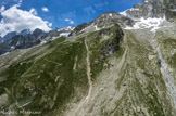 <center>De la Pointe Helbronner (3466 m) au Pavillon du Mont Fréty (2173 m).</center>