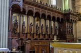 <center>Église Saint-Jacques </center>Les stalles du chœur. Elles sont l'œuvre d'artistes originaires du Piémont : J, Martelli, Etienne Gilardi et C. Pédrini.
Les stalles basses. En bas-reliefs sont; représentés les docteurs de l'église.
Les stalles hautes : statues des apôtres et diacres de 1.20m avec piédestaux en cul-de-lampe sculptées par Charles Pédrini.