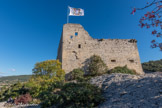 <center><center>Vaison-la-Romaine : la haute-ville.</center></center>Le château comtal (fin XIIe s.-XVIe s.). L'étendard porte les armes de Vaison.