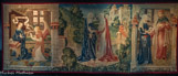 Tenture de la vie de la Vierge.
Annonciation, visitation, Marie et Joseph à Nazareth.
Offerte par le chancelier Léon conseil à la cathédrale de Bayeux en 1499.
Tapisserie : laine et soie.