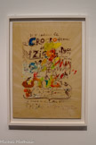 <center>Jean Tinguely</center>Essai pour l'affiche « ici se construit le Crocrodrome de Zig & Puce », avec texte manuscrit à l'intention de Pontus Hulten 1977.
Collage, mine graphite, feutre et gouache sur impression offset Museum Tinguely, Bâle/un engagement culturel de Roche Ancienne collection Pontus Hulten.