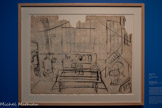 <center>Paul Poiret, la mode est une fête</center>Raoul Dufy.
La Petite Usine.
Encre de Chine sur papier Centre Pompidou, Paris
Musée national d’art moderne - Centre de création industrielle, legs Mme Raoul Dufy, 1963. <br< Celte esquisse représente l’atelier d’impression sur étoffes que Paul Poiret loua en 1911 et 1913 au 141, boulevard de Clichy à Paris et qui sera nommé La Petite Usine. L’équipe se compose alors de Raoul Dufy, créateur des motifs, et du chimiste Édouard Zifferlin. Dans ce lieu seront produits des t tissus aux imprimés floraux, animaliers ou figuratifs destinés aux collections de la maison de couture.
