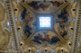 <center>Grand escalier. </center> Le plafond est composé de quatre voussures, recouvertes chacune de compositions allégoriques, sur toile marouflée, du peintre Isidore Alexandre-Auguste Pils, Grand Prix de Rome en 1838. Ces œuvres sont éclairées par la verrière d'une lanterne achevant la composition.