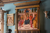 <center>La salle des sculptures</center>51. Angelot soufflant dans une trompette
Dans le style de Pietro LOMBARDO
Marbre.
31 La Vierge et l’Enfant Florence Stuc
Milieu du XVe siècle. <br>
32. La Vierge et l’Enfant entre saint Jean-Baptiste, saint Pancrace, saint Sébastien et saint Pierre Francesco BOTTICINI
Florence.
Tempera sur bois transposée sur support inerte Vers 1471.