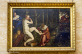 <center>Suzanne au bain. 1550.</center>Jacopo Robusti, dit TINTORET. Venise, 1518-Venise, 1594. Abordée par deux vieillards pendant sa toilette, Suzanne (Daniel, 13) ne leur cède pas et ils l'accusent d'adultère, mais le juge Daniel les confond pour faux témoignage. L'héroïne est assise dans une pose maniériste en spirale au milieu d'une nature luxuriante.