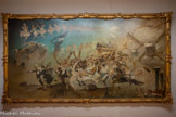 <center>Musée de Montmartre</center>Adolphe-Léon WILLETTE | (1857-1926)
Parce Domine, parce populo tuo I Ne in aeternum irascaris nobis / (Epargne Seigneur, épargne ton peuple / Ne sois pas irrité éternellement contre nous), 1884
Huile sur toile, signée en bas à droite. Petit Palais / Musée Carnavalet, dépôt au Musée de Montmartre. <br> Œuvre réalisée pour le cabaret du Chat Noir, le Parce Domine, Parce Populo Tuo est en fait une clameur de détresse et d’effroi lancée vers Dieu par un peuple douloureux. L’atmosphère que dégage l’œuvre, les couleurs assourdies aident à la compréhension de la scène.
Une farandole dégringole de Montmartre. «Au bout du cortège Pierrot se suicide». Tirée d’un jeu de mots sur la liturgie, cette danse macabre peut être envisagée comme une allégorie tant de la mort que de la futilité de la vie et des plaisirs frivoles.