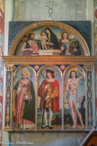 Saint-Dalmas-le-Selvage <br> Triptyque de saint Pancrace, saint Sébastien et un saint évêque, Vierge à l'Enfant, avec saint Jean Baptiste et sainte Catherine, daté de 1515.