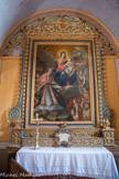 Saint-Dalmas-le-Selvage <br> Retable de la chapelle des Âmes du Purgatoire peint par Jacques Bottero en 1696, représentant la Vierge et l'Enfant tenant le Rosaire, saint Grégoire en prière, intercédant auprès de la Sainte Famille pour sauver les âmes du Purgatoire.