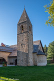 Auron. Chapelle Saint Erige dite d'Ariez <br> Le clocher carré à flèche de style lombard.