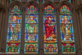 <center>Eglise des Réformés ou de saint-Vincent-de-Paul. </center>Vitraux du choeur à gauche. Saint Augustin, saint Ambroise, saint Jérôme, saint Grégoire.