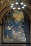 <center>Eglise Saint-Germain-des-Prés. </center> Une peinture «mays de St Germain» de 1718 due à la corporation des orfèvres : le baptême de l'eunuque de la reine Candace par BERTIN, 1718.