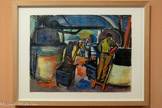 <center>ANTOINE SERRA</center>Intérieur d'une huilerie.
1936.
Gouache sur papier. Marseille, musée d'histoire de la ville de Marseille, 2024.2.11.
