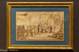 <center>Consécration par le pape Clément XIV d'un évêque à Rome; en présence du cardinal de Bernis.</center>Attribué à Simon Julien de Toulon
Toulon, 1735 - Paris, 1800

Vers 1769-1771, plume; encre et lavis bruns sur papier