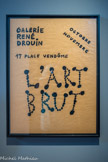 EXPOSITION «L’ART BRUT» À LA GALERIE RENÉ DROUIN, PARIS	1949
Jean Dubuffet
Affiche lithographiée
[Collection Fondation Dubuffet. Paris]