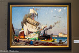 <center>Laurent Mattio </center>Goélette au port marchand, Toulon Huile sur toile 63 x 90 cm Collection Musée d'Art de Toulon (MAT).