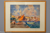 <center>Laurent Mattio</center>Port de Sanary. Aquarelle 33 x 41 cm Collection particulière.