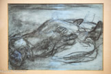 <center>Couple mort abandonné</center>1907. Fusain et pastel sur papier sur papier bleu.