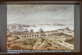 <center>La Peste à Marseille en 1720.</center>Marseille et son système de quarantaine. Vue du lazaret (pavillon d'entrée vue de l'intérieur), anonyme, dessin à la plume aquarellée.