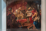 <center>Les Vénitiens présentent leur projet de canal au sultan.</center> Giulio Carlini.
1869. Huile sur toile.