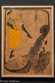 <center>Musée Toulouse-Lautrec</center>Henri de Toulouse-Lautrec
Jane Avril. Jardin de Paris
1893.
Lithographie au pinceau et au crachis, en quatre couleurs (pierre de trait en vert foncé, pierres de couleurs en jaune, rouge orangé et noir) 
Albi musée Toulouse-Lautrec.
Donation de la Comtesse de Toulouse-Lautrec et famille, 1922
Toulouse-Lautrec adopte une composition originale, inspirée des estampes japonaises. Il reprend le principe de mise en page employé par Hiroshige, avec un élément coupé au premier plan qui conduit le regard vers le centre de la composition. Il a recours également aux diagonales pour construire et creuser l’espace, ainsi qu'à différentes perspectives mêlées. Si Jane Avril est vue d’en dessous, depuis la fosse dans laquelle se trouve le contrebassiste figuré à droite, le plancher est traité comme s’il était vu d’en haut. À cette influence japonaise s’ajoutent des formes inspirées des courbes de l’Art nouveau, notamment pour la contrebasse, motif étudié dans de nombreux dessins préparatoires.