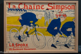 <center>Musée Toulouse-Lautrec</center>Henri de Toulouse-Lautrec
La Chaîne Simpson
1896.
Lithographie au pinceau, au crachis et au crayon, en trois couleurs (pierre de trait en bleu, pierres de couleurs en jaune et rouge)
Albi, musée Toulouse-Lautrec Albi, musée Toulouse-Lautrec.
Don de la Société des Amis du musée
