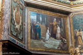 <center>Eglise Notre Dame</center>Le programme pictural de l’église
est complété dès 1834-1836 par des
peintures murales ornant les voûtes de
la nef, les murs et la voûte de l’abside.
Enlevées dans les années 1870, elles
sont remplacées par de nouvelles
oeuvres dont les trois peintures murales
de l’abside illustrant des scènes de la vie
de la Vierge du peintre Romain Cazes
(1808-1881). Présentation de Marie au temple.