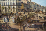 Musée des Beaux Arts. <br> Le peintre Lacour avec sa file portant une ombrelle.