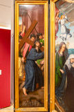 <center>Le musée des Beaux-Arts de Dijon</center>GOSWIJN VAN DER WEYDEN. Bruxelles, 1465 - Anvers (Belgique), après 1538.
TRIPTYQUE DE LA CRUCIFIXION.
Huile sur bois. A gauche Le Portement de Croix.