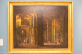<center>Intérieur de l'église souterraine de San Martino in Monte à Rome </center>Granet, François Marius Aix-en-Provence, 1775 - Aix-en-Provence, 1849
1802
Salon de 1806 Huile sur toile
L'atmosphère de crypte de cette église située sur les flancs de l'Esquilin a profondément marqué Granet lors de son séjour à Rome. Le tableau est révélateur d'une religiosité retrouvée après la Révolution tout autant que de l'émergence d'un romantisme noir.