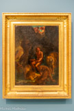 <center>Daniel dans la fosse aux lions</center>Delacroix. Eugène
Charenton-St-Maurice, 1798 - Paris, 1863

1849
Huile sur toile
Delacroix, plus sceptique que croyant, traita à deux reprises ce thème de l'Ancien Testament. Pour avoir adoré un autre dieu que le Roi Darius, le prophète Daniel est plongé dans une fosse emplie de fauves. Deux jours après, il est découvert sain et sauf, épargné grâce à l'intervention divine.