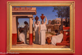 <center>Femmes à la fontaine</center>Papety, Dominique louis Marseille. 1815 Marseille. 1849

1839-1840 Huile sur toile
Papety peignit ce tableau comme envoi de Rome pour sa troisième année de pensionnat à la villa Médicis, sous la direction d'Ingres. Cette composition propose une vision profondément renouvelée de l'Antiquité, insistant sur les mœurs du quotidien plutôt que sur les épisodes fameux tirés de l'histoire ou des mythes. En s'inspirant des découvertes récentes des archéologues, Papety prend soin de représenter des architectures colorées.
Don Marie-Hélène Yseult Sabatier, 2010