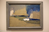 <center>Ménerbes</center>Staël, Nicolas de.
Saint-Pétersbourg, 1914-Antibes, 1955
 1954
Huile sur toile
En 1953, Nicolas de Staël acquiert une maison dans le Lubéron à Ménerbes où il peint sans relâche jusqu'à son suicide à Antibes en 1955. Dépassant le clivage entre figuration et abstraction, ces paysages mêlent terre et ciel en de vastes aplats de couleur travaillés avec une spontanéité vigoureuse.