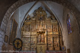 <center>L'abbaye Sainte-Marie-d'Arles-sur-Tech </center>La chapelle des Sts Abdon et Sennen. Les panneaux figurent la passion des deux martyrs (registre supérieur et prédelle) et la translation de leurs reliques à Arles (registre inférieur). Les titulaires occupent la niche centrale que surmonte un baldaquin avec galerie à balustres, tandis que les panneaux narratifs occupent la prédelle et les travées latérales. L'Ascension de la Vierge et la crucifixion surmontent l'axe central. St Abdon et St Sennen font l'objet d'une profonde vénération toujours vivante à Arles.