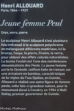 Henri ALLOUARD
Paris, 1844 - 1929
Jeune femme Peul
Onyx, verre, pierre.
Le sculpteur Henri Allouard s'est plusieurs fois intéressé à la sculpture polychrome en mélangeant différents matériaux, ici le bronze, l'onyx, la pierre, l’ivoire, le verre, pour obtenir des effets colorés naturalistes. Le terme Foulah est l'une des nombreuses dénominations des Peuls. La jeune femme porte le Dyubade, coiffure faite de tresses sur une armature en bambou, caractéristique de la région du Futa Djallon, en Guinée.
Allouard a réalisé une autre figure de femme peule, cette fois-ci grandeur nature, pour le monument élevé à Conakry en 1904 à Noël Ballay, premier gouverneur de Guinée.