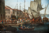 Le Port de Marseille lors de rembarquement des munitions pour l'expédition de l'île de Minorque, sous les ordres du maréchal de Richelieu
