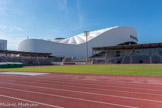 <center>Le stade Vélodrome vu du stade Delort.</center>Le stade Delort. Restructuré en 2015, une piste d’athlétisme entoure le carré de pelouse naturelle. Il s’agit d’ailleurs du seul stade de Marseille où on peut accueillir des compétitions d’athlétisme d’envergure nationale et internationale.