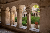 <center>Monastère Saint-Paul-de-Mausole</center>Les arcades sont groupées par groupes de trois sous de grands arcs de décharge prenant appui sur de puissants piliers. Les arcades sont séparées par des colonnettes jumelées portées par le mur-bahut et ornées de magnifiques chapiteaux avec de nombreux thèmes symboliques de sculpture.