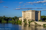 <center>Le château de Tarascon</center>Le château est bâti sur un îlot rocheux en bordure du Rhône qui le longe d'un côté tandis qu'un fossé taillé dans le roc pouvant recevoir les eaux du Rhône le sépare de la ville.Côté Rhône., la Tour carrée du sud-ouest et, derrière, la Tour de l'Artillerie, puis le logis des cuisines. L'aile ouest en bordure du Rhône ne nécessitait pas les mêmes précautions pour la défense, d'où la présence de grandes fenêtres donnant sur le Rhône. Cette aile ne comprend à chaque étage qu'une seule grande salle destinée aux réceptions, cérémonies et banquets.